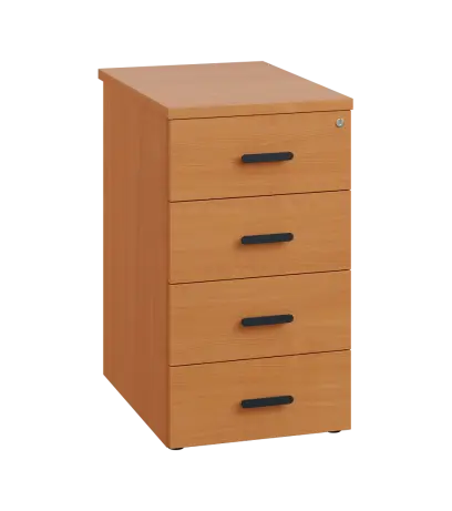 LKC 2 - 61 kontejner přístavný, 4-zásuvkový, deska 25 mm, centrální zámek, buk Royal